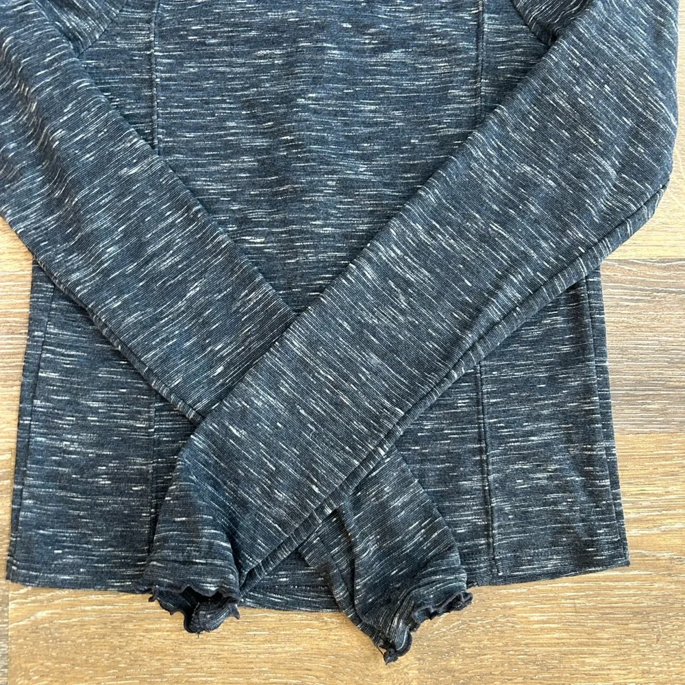 Free People Henley long sleeved top ribbed front and ruffle cuffs and collar XS